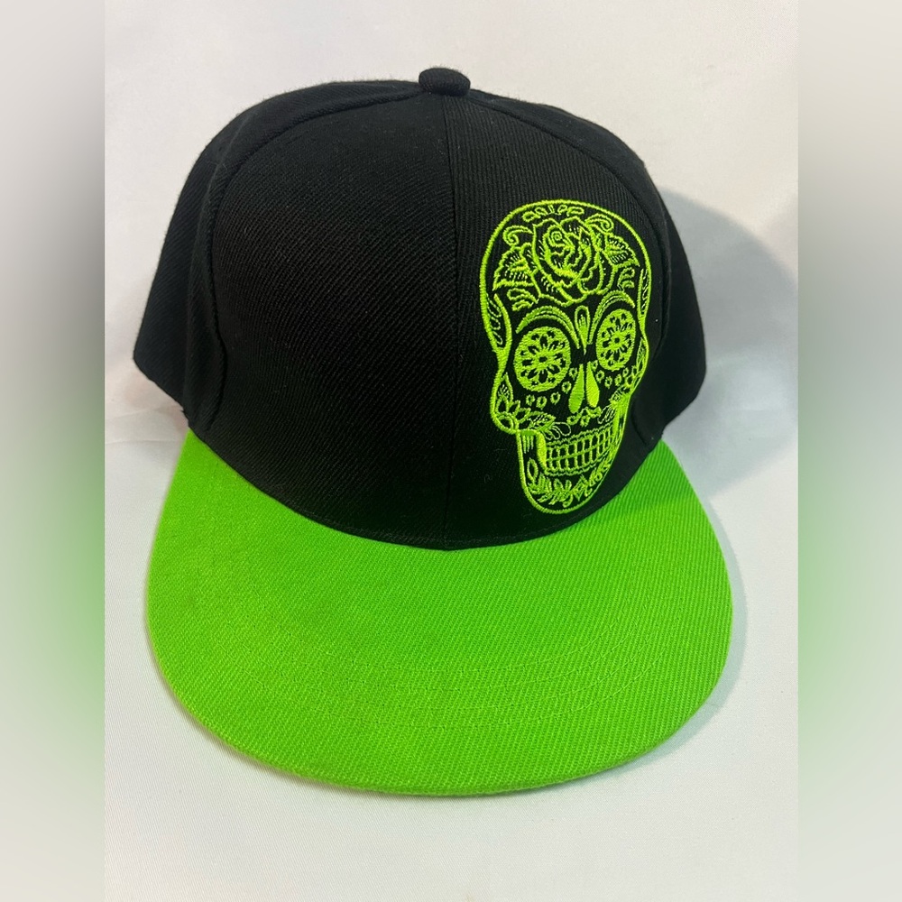 SIX FLAGS Day of dead neon Black Adjustable Snapback Hat